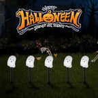 Halloween Solar Lights for Outdoor Decorations, 5 Pack Ghost Pathway Lights, Solar Ghost Lights for Garden, Yard, Party Halloween Decor（Dull） - Image 2