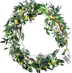 FiveSeasonStuff 2 Mix Greenery Garlands with 33 ft USB String Lights, Bendable Willow & Eucalyptus Vine for Wedding Backdrops, Fireplace Mantels and Party Decor by FiveSeasonStuff