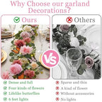 2PCS 13Ft Artificial Eucalyptus Garland with Flowers Lights for Wedding - Image 5