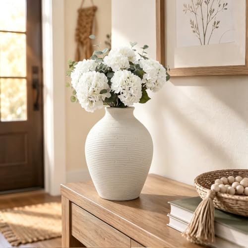 Ceramic Vase Set of 2 Embossed Rustic Farmhouse Home Decor - Image 6