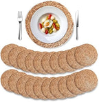 Round Woven Placemats 13 inch Set of 20, Boho Rattan Placemats, Farmhouse Weave Place Mats, Rustic Braided Wicker Table Mats for Dining Table,Home and Wedding by Unknown