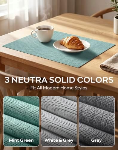 Woven Vinyl Placemats Set of 24, Mint Green - Image 6