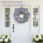 26" Artificial Spring Wreath for Front Door - Large Silk Hydrangea Daisy Rose Mixed Floral Wreath - Farmhouse Porch Wall Decor, Easter Mother's Day Decoration (Multicolor) (Purple, 26in) - Image 2