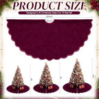 RoundFunny Burgundy Christmas Tree Skirt Velvet Tree Skirts, 60 Inch - Image 3