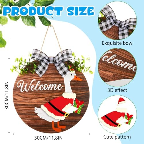 Lineshading 16 Pcs Wooden Interchangeable Goose Welcome Sign, Brown - Image 2