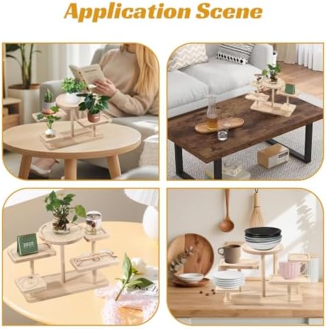 5 Layer Wooden Tiered Tray Stand Wood Tiered Display Rack Rustic Risers for Wedding Birthday Graduation Tea Party, Natural Wood Color - Image 7