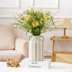 SURE YUESI Grey Ceramic Vase with Handles, Modern Farmhouse Striped Decorative Vase, 9.1" Art Deco Tall Flower Vases for Pampas Grass, Shelf Decor, Dining Table Centerpiece, Living Room Home Decor - Image 7