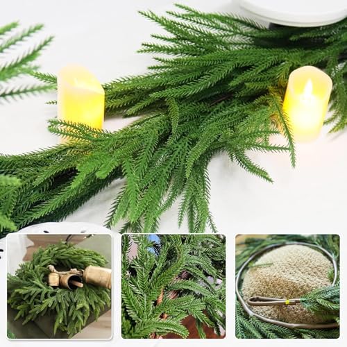 2Pcs 9FT Artificial Norfolk Pine Garland, Real Touch Christmas Garlands - Image 4
