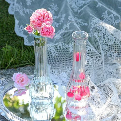 12 Pcs Clear Ribbed Glass Bud Vases for Centerpiece 8.5 Inch - Image 6