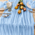 Light Blue Cheesecloth Table Runner for Baby Shower Gender Reveal, 12 Pack - Image 3