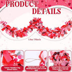 70 Valentines Garland Valentine's Day Decorations Fabric Heart Garland Red Pink Valentines Banner for Mantle Table Centerpieces Fireplace Wall Anniversary Home Indoor Outdoor - Image 4