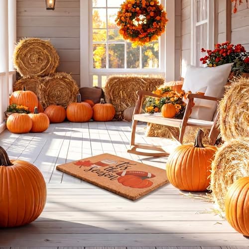 Jenaai Fall Football Front Door Mat 24x36 in Tis The Season Coir Doormat - Image 6