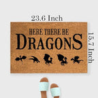 Funny Coir Doormat Here There Be Dragons Welcome Front Door Patio Porch Decor Doormats For The Entrance Way Outside Personalized Rug Heavy-Duty Non Slip Outdoor Novelty Gift Mats 23.6x15.7inch - Image 3