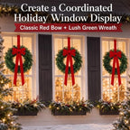 Roowest 6 Pack 12'' Christmas Window Wreaths Decorations & Red Velvet Bow - Image 4