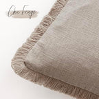 Foindtower Decorative Linen Fringe Throw Pillow Covers 26×26 Natural Linen - Image 3