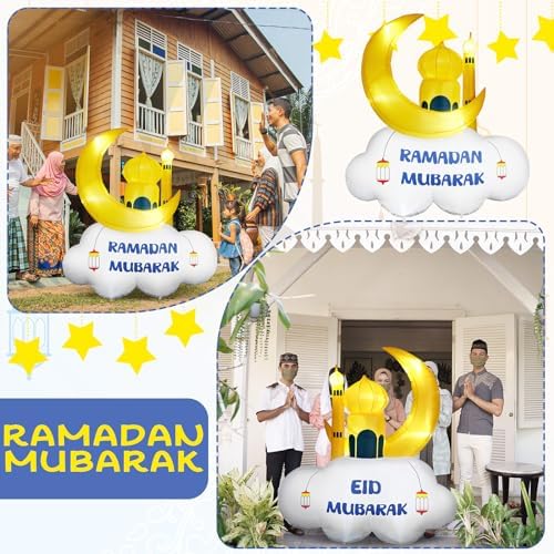 Gemscream 5.9FT Ramadan Inflatable Outdoor Decorations Moon Eid Mubarak Inflatables Blow up Muslim Holy Celebration Decor with LED Lights Muslim Islamic Blow up for Holidays Yard(Chic) - Image 6