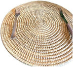 Senegal Placemats/African Bohemian Woven Seagrass Placemats/Natural Wicker Round Basket Placemats/Decorative Hanging Wicker Plates/Hanging Wall Decor (White) by Handmade