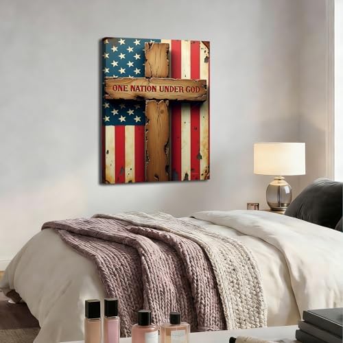 Ship Next Day – Framed American Flag Canvas Art, Patriotic Wall Decoration, Christian Home Decor, Independence Day Gifts, Stars and Stripes Painting, Made in USA - Image 5