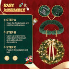 VINGLI 48 Inch Prelit Christmas Wreath Front Door Decor Plug in LED - Image 7