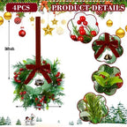 Edussy Mini Christmas Wreaths, Set of 4, 10 Inch Artificial Small Wreath - Image 2