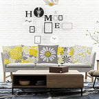 Yellow Throw Pillow Covers 20x20 Set of 6, Large Daisy Floral Home Decor - Image 2