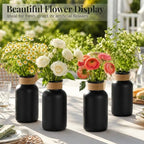 TBWIND Vintage Glass Flower Vase, 12PCS Farmhouse Black Mason Jar Vases - Image 6