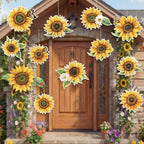 RattanView 12 Pcs Large Outdoor Sunflower Party Decor Hanging Summer Decorations Tree Ornaments Plastic Flower Tags with String Outdoor Lawn Yard for Sunflower Baby Shower Garden Decor by RattanView