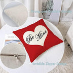 Happy Valentines Day Pillow Covers 26x26 Set of 4 Wedding Anniversary Throw Pillow Covers Red Love Heart Kisses Hugs Be Mine Cushion Covers Pillow Cases for Outdoor Couch Sofa Decoration(26 Inch) - Image 3