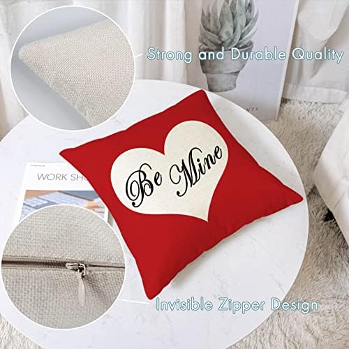 Happy Valentines Day Pillow Covers 26x26 Set of 4 Wedding Anniversary Throw Pillow Covers Red Love Heart Kisses Hugs Be Mine Cushion Covers Pillow Cases for Outdoor Couch Sofa Decoration(26 Inch) - Image 3
