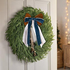 Christmas Decor, 22" Norfolk Pine Christmas Wreath with Bells and Ribbon - Image 4