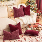 decorUhome Soft Chenille Throw Pillow Covers 24x24 Set of 2 Wine Red - Image 3