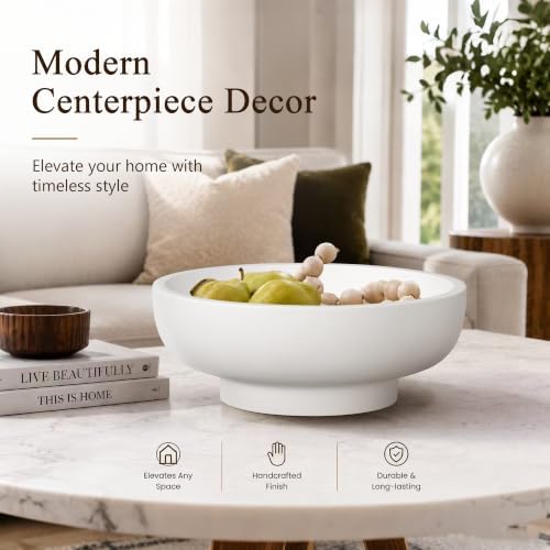 YMXYJM Decorative Resin Bowl, Large Fruit Bowl, White - Image 3