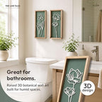 Tide and Tales Floral 3D Green Wall Art, Botanical Wall Decor, Set of 2 - Image 4