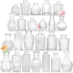 Bud Vases - in Bulk 24,Vintage Small Glass Bud Vases for Flowers, Clear Crystal Mini Glasses in Bulk, Small Flower Design for Centerpieces Wedding Decorations Home Flower Party Decor by Unknown