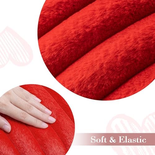 AELS Heart Shaped Pillow, Set of 2, Heart Decorative Throw Pillows, Faux Fur Love Pillows, Cute Valentines Day Decorations, Wedding Decor, Living Room Bedroom Nursery Decor, Red, L & M - Image 4