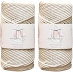 Makromecity 2 Skeins Polyester Macrame Cord 3mm x 131 Yards (394 Feet) Polypropylene Ecru Cord for Crochet, Crafts, Wall Hangings, Bags, Underplate, Rug by Makromecity