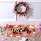 Tingjoo 2 Pcs Valentines Day Coir Door Mat and Heart Wreath for Front Door - Image 2