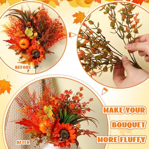Funnymoom Fall Cornucopia Centerpiece Set with Leaves Pumpkin,Elegant - Image 4