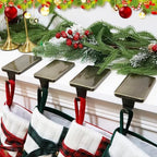 HMASYO Christmas Stocking Holders for Mantle Set of 4, Heavy Duty Cast Iron Stocking Hangers Base, Low Profile Weighted Stocking Holder Hooks for Fireplace Tabletop Shelf Christmas Decoration, Bronze - Image 5