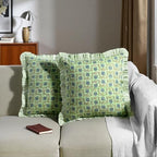 Ridhi Apple Green Floral Block Print Throw Pillow Covers 20x20 Inch - Image 3
