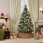 ELYKEN 33 Inch Woven Rattan Christmas Tree Collar, 6-Piece Xmas Tree Skirt - Image 2