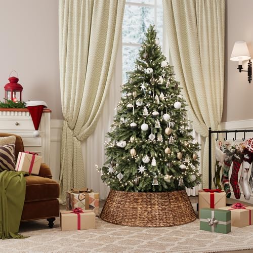 ELYKEN 33 Inch Woven Rattan Christmas Tree Collar, 6-Piece Xmas Tree Skirt - Image 2