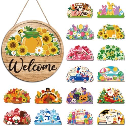 17PCS Interchangeable Welcome Sign for Front Door by TWINKLEMON