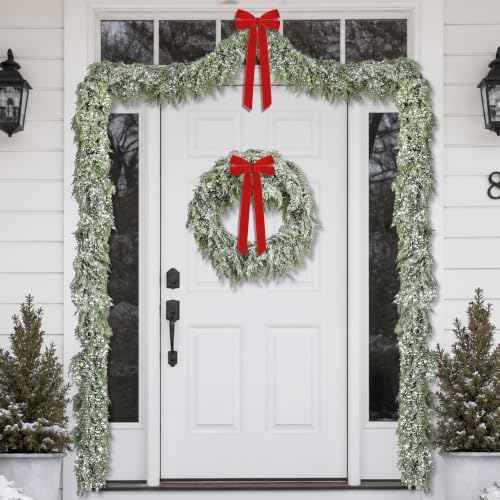 4Pcs Christmas Snow Norfolk Pine Garland,6Ft Artificial White Frost Garland - Image 5