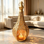 11.6inch Moroccan Lantern Lamp Decorative Candle Holders for Ramadan Decorations, Hanging, Outdoor Patio or Porch, Indoor Home Decor（Gold） - Image 3
