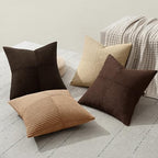 MIULEE Boho Decorative Throw Pillow Covers 20x20 Set of 4 Farmhouse Neutral Cushion Cases Gradient Corduroy Pillow Cases Modern Soft Corduroy Patchwork Home Decor for Couch Sofa Bedroom Dark Brown - Image 6