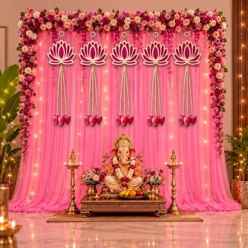 Pinkunn 12pcs Lotus Hangings for Diwali Home Indian Pooja Decor(Tassel) by Pinkunn