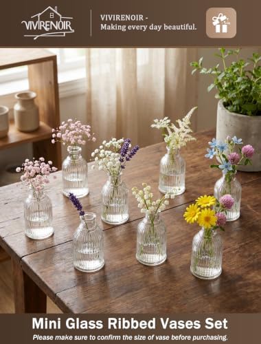 Glass Bud Vases Set of 24 Small Flower Vase in Bulk Mini Ribbed Clear VaseS - Image 5