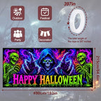 7x16FT Halloween Blacklight Neon Garage Door Cover Decorations happy Halloween Skull Garage Door Banner for Outdoor Indoor Halloween Decorations Party Photography Backdrop - Image 4
