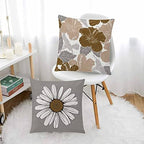 Brown Grey Throw Pillow Covers 20x20 Set of 6, Neutral Floral Home Decor - Image 2